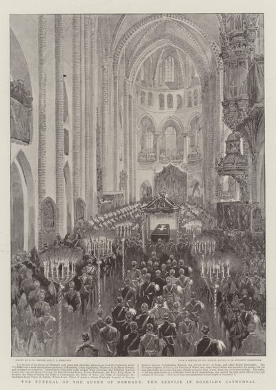 The Funeral of the Queen of Denmark, the Service in Roskilde Cathedral by Henry William Brewer